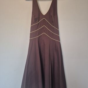 AGB Brown Backless Dress with Gold Accents